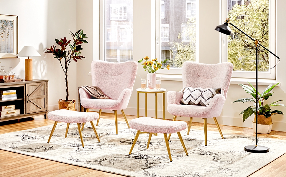 Крісло-мішок Yaheetech з м'якої тканини, крісло для відпочинку, телевізор, крісло-релакс, крісло-трансформер, стильний дизайн, білий (рожевий, з пуфом)