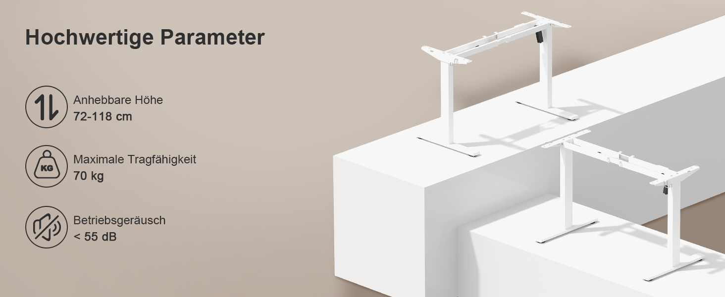Регульований стіл JUMMICO з USB-роз'ємом та кабельною масою, електричний, з плавним регулюванням висоти, на коліщатках (білий)