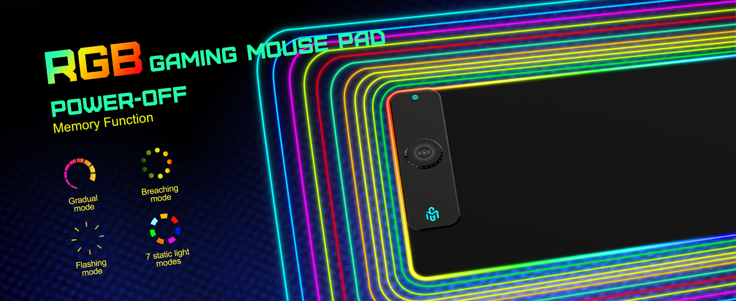 Ігрова килимок для миші RGB з бездротовою зарядкою Qi 15W, LED-підсвічування, 10 режимів, вологостійкий, протиковзкий, для геймінгу, офісу та дому (Чорний)