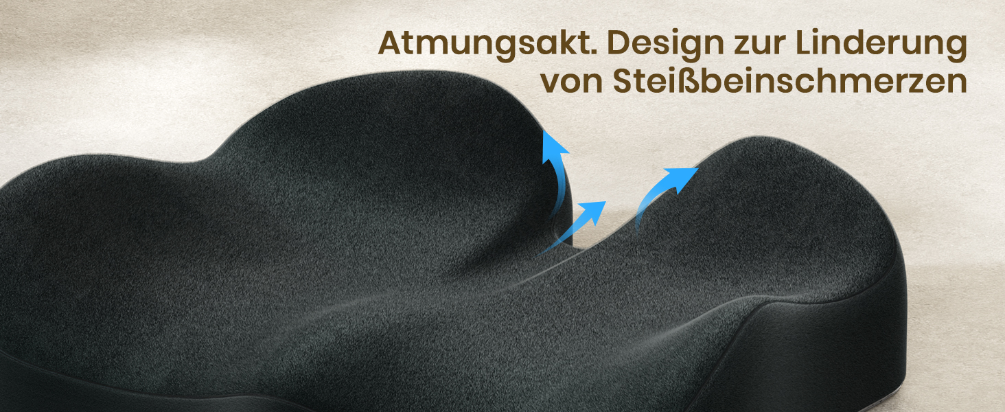 Ортопедична подушка для сидіння Benazcap для геморою, куприкового болю, ішіасу та вагітності. Зменшує біль, підходить для офісного крісла, авто та інвалідного візка. Чорний колір.