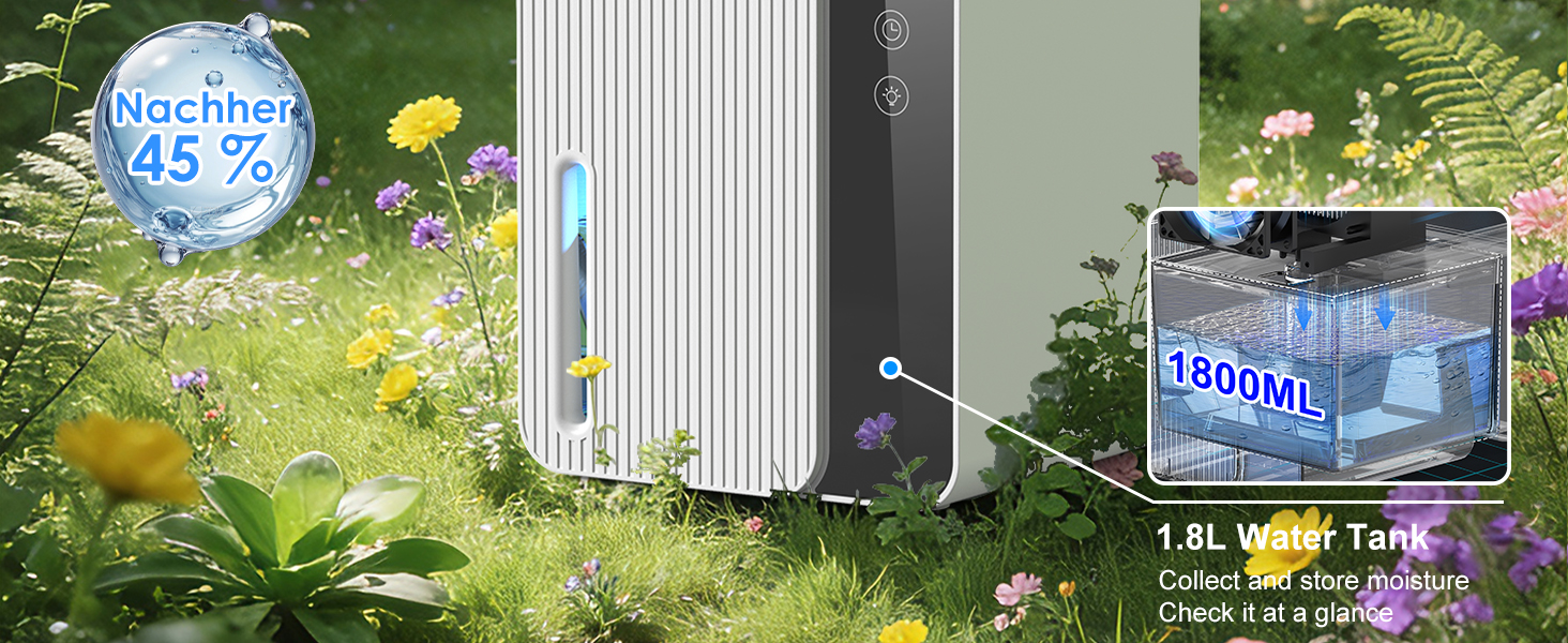 Електричний осушувач повітря 1800 мл, енергозберігаючий, для спальні та ванної кімнати, 22,5W, тихий, з режимом сну, таймером та автовимкненням (550 мл/день)