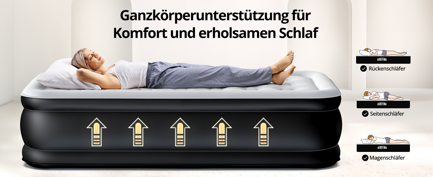Надувне ліжко Airefina на 1 особу з вбудованим насосом, 99x190x46 см, до 295 кг, з сумкою для перенесення