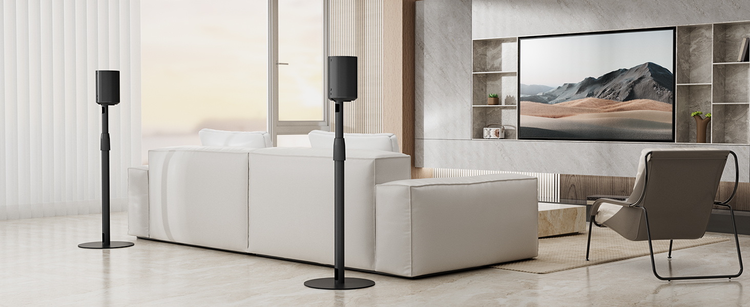 Підставка для колонок PEGZONE, сумісна з SONOS Era 300/100, регульована висота, з кабельною організацією, чорна, 2 шт.