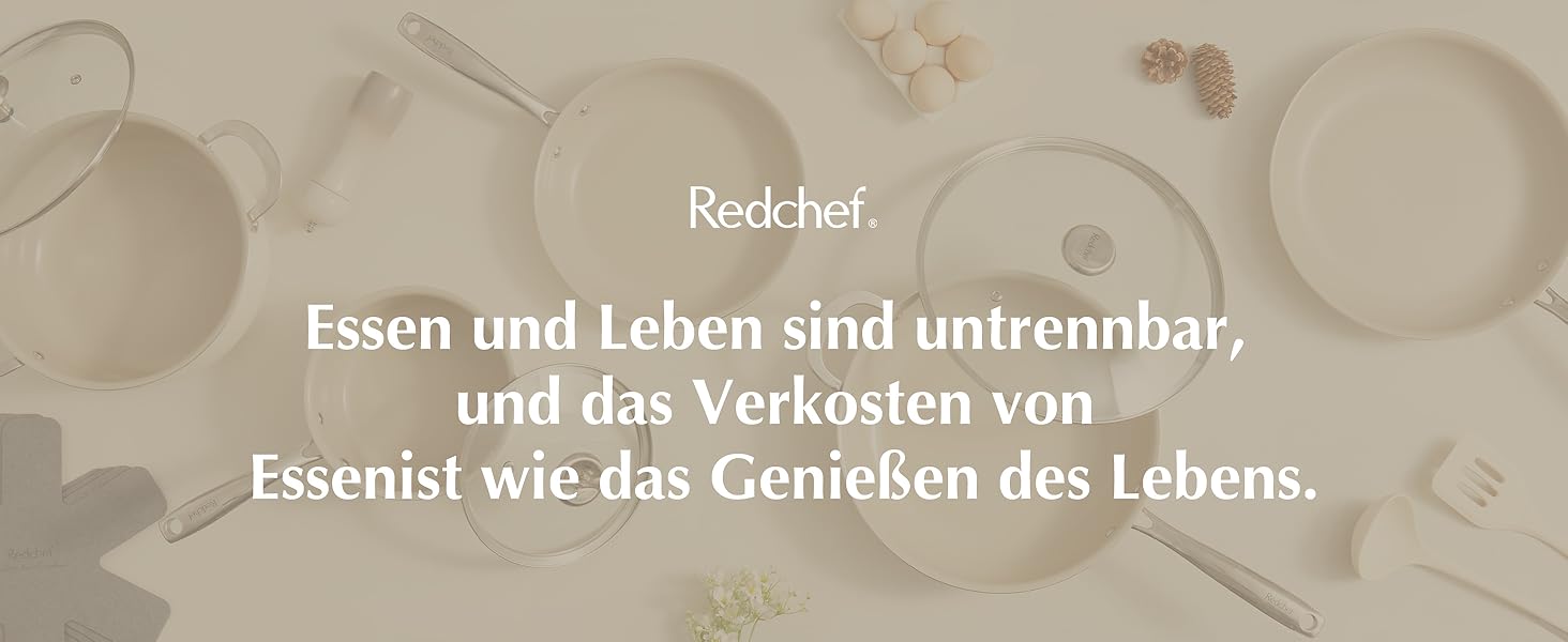 Набір сковорідок Redchef 14 предметів, керамічне покриття, антипригарні, з кришками, для індукції, з нержавіючими ручками, без PTFE, PFOA, PFAS, для духовки, для посудомийки