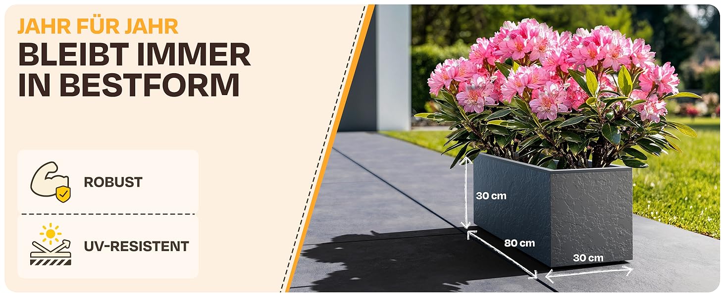 Плантатор Ondis24 Vulkan, 57л, прямокутний, з водосховищем, для балкона/тераси, антрацит