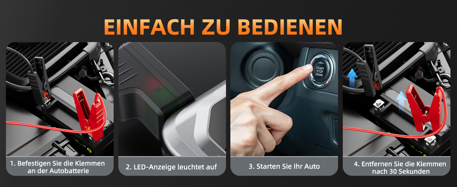 Powerbank Starthilfe 6000A з компресором 150PSI: портативний пусковий пристрій для авто та мото (бензин, дизель до 10.0L) з LED-ліхтариком QC3.0, срібний