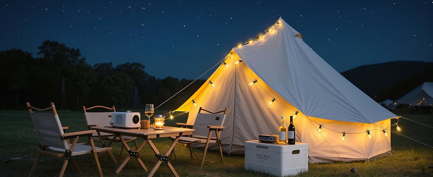 BRIMAX LED гірлянда для вулиці, 30м, 220-240V, IP44, 46+4 лампочки G40 E12 1W, 2200K, розширювана, для кемпінгу, ярмарку, саду, вечірки