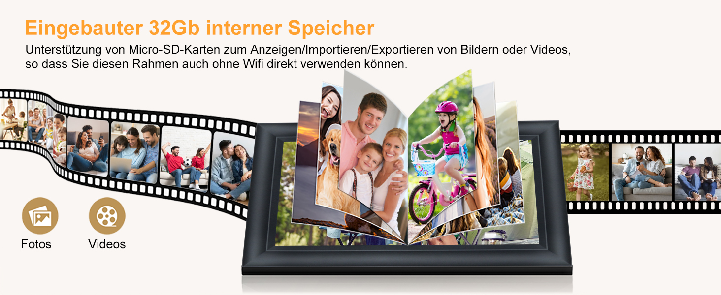 Цифровий фоторамка TSITSC 10.1 дюйма з Wi-Fi, IPS сенсорний екран, 32GB пам'яті, автоповорот, Frameo APP, чорний