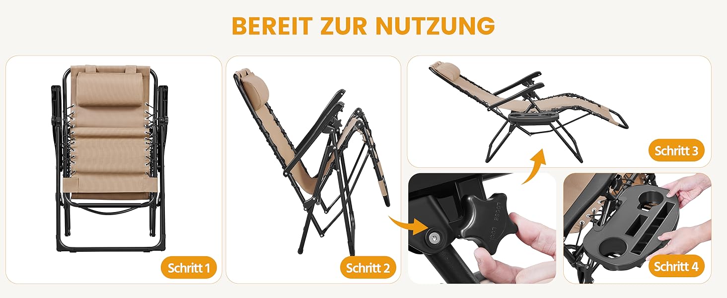 Розкішні лежаки для відпочинку Yaheetech (2 шт.) - складані, з подушкою та тримачем для напоїв, бежеві