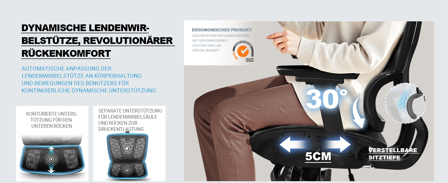 Ергономічне крісло для офісу, 4D підлокітники, регульована глибина сидіння, 4-ступеневий нахил, гумові колеса, сітчаста сидіння, висока спинка, для великих людей, Homeoffice & Gaming, ергономічне крісло для робочого столу (Чорний – з підставкою для ніг, сітчасте сидіння)