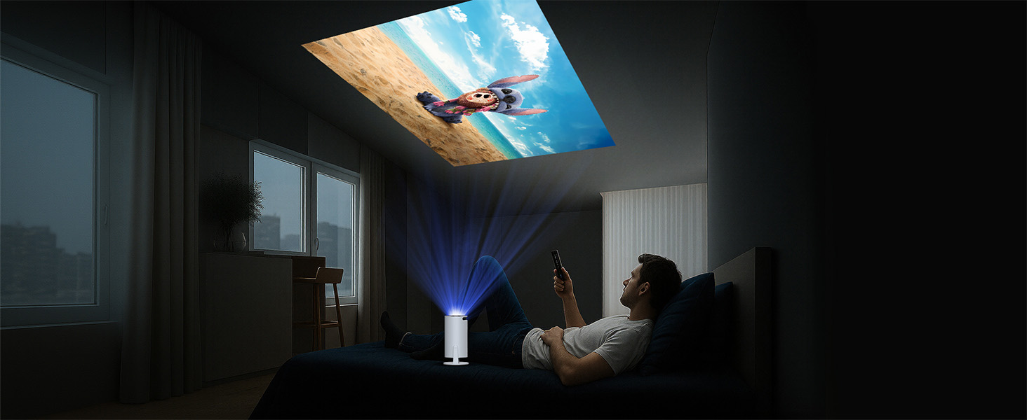 Портативний проєктор Mini Beamer 4K з WiFi6, Bluetooth 5.0 та Android 11.0. Підтримка HDMI, USB, Laptop для домашнього кінотеатру. Автоматичне вирівнювання зображення