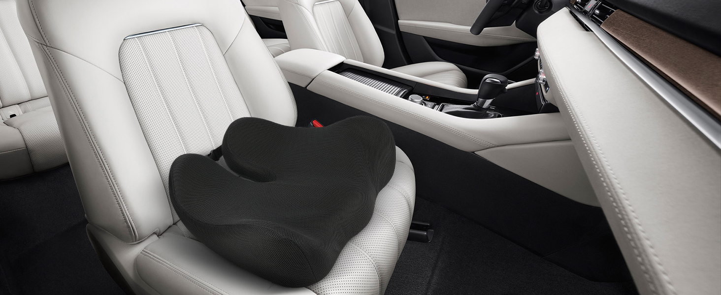 Ортопедична подушка для сидіння Feagar з memory foam - ергономічна подушка для офісного крісла, авто та дому - подушка для куприка, зняття навантаження при тривалому сидінні, неслизька (до 100 кг), чорна