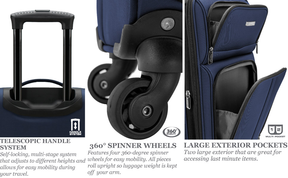 Чемодан U.S. Traveler Anzio Softside Розширюваний Spinner, 22 дюйми, блакитно-зелений