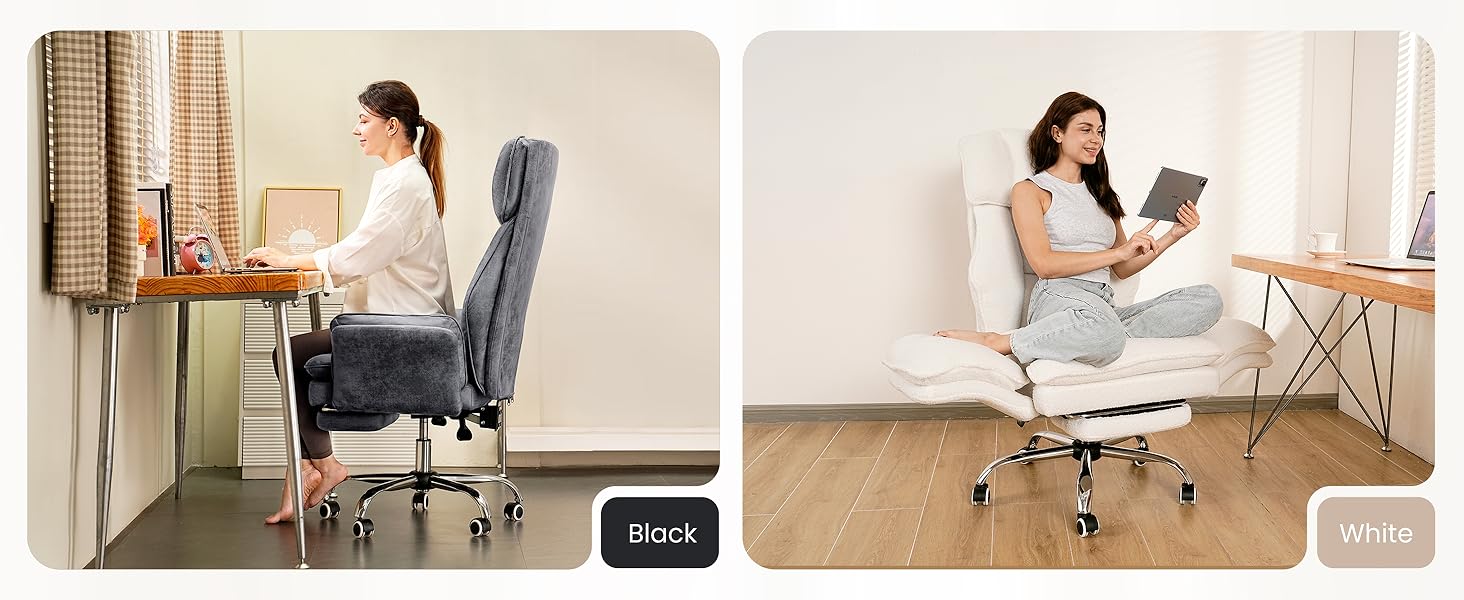 Офісний крісло Chefsessel Ergonomisch: Геймерське крісло з підставкою для ніг, регульованою спинкою 135° та відкидними підлокітниками, оббите м'яким плюшевим флісом – Бежеве