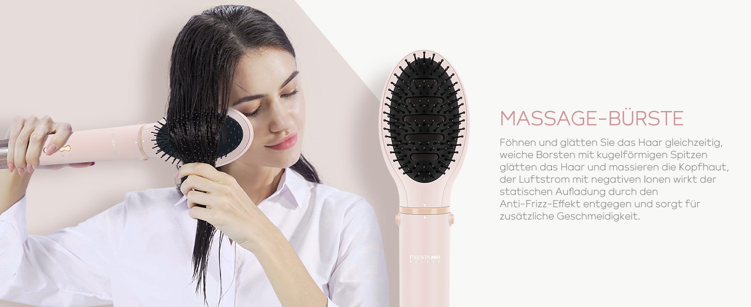 Стайлер 5 в 1 MaxAIR, PARWIN PRO BEAUTY фен, щітка з гарячим повітрям, плойка, іонний догляд, рожевий