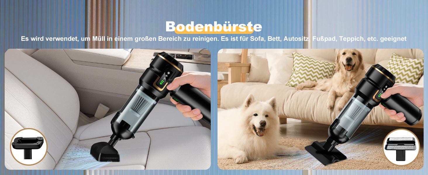 Акумуляторний ручний пилосос 4-в-1 для авто та дому з LCD-дисплеєм, потужність 28000Па, 3 режими роботи, бездротовий міні-пилосос від шерсті та пилу, чорний