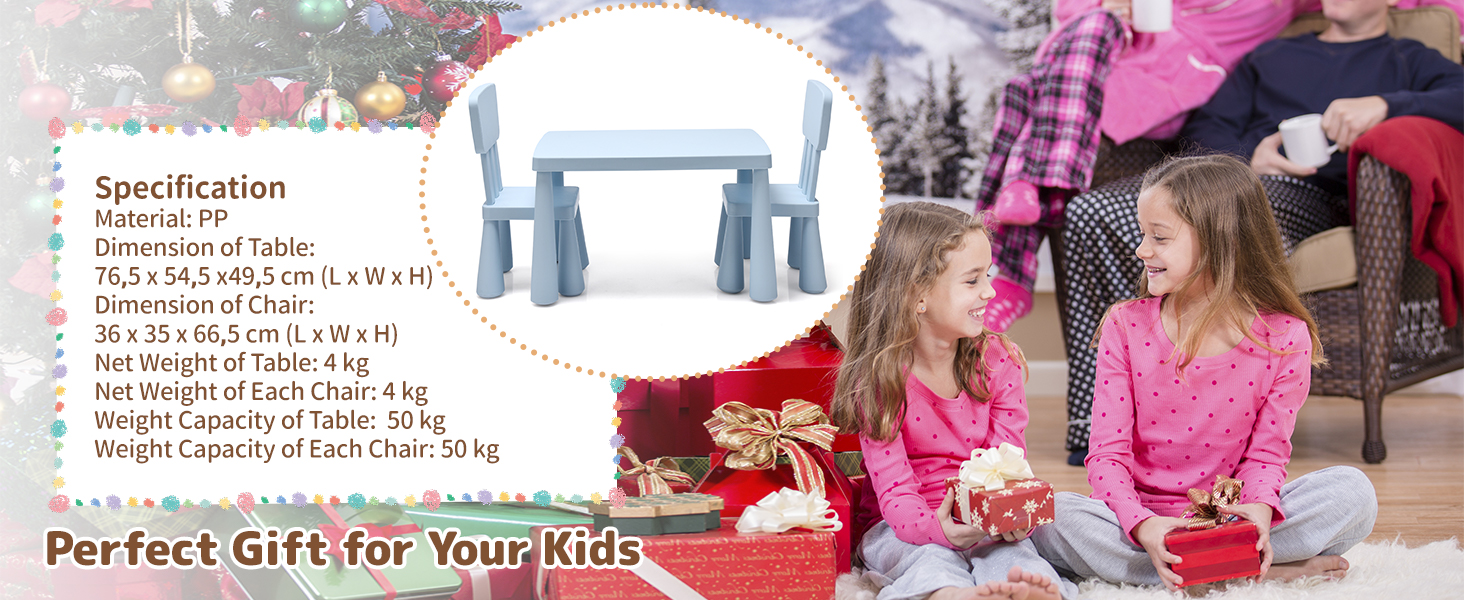 Дитячий столик LIFEZEAL з 2 стільцями, рожевий. Дитяча меблі з пластику, стіл і стільці для дівчаток та хлопчиків