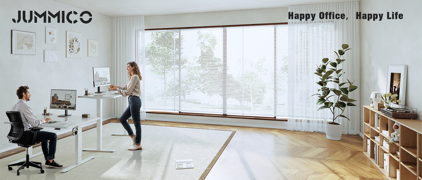 Електричний стіл JUMMICO з регулюванням висоти, пам'яттю, 140 x 60 см, білий