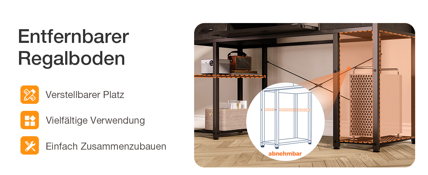 Комп'ютерний стіл ODK з ящиками 120x48 см, з полицею, для дому та офісу, чорний