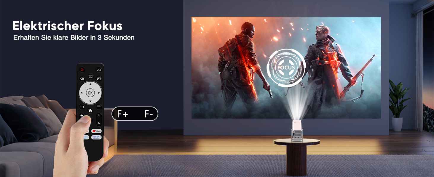 Портативний проєктор Mini Beamer з Android TV, автотрапецеїдна корекція, підтримка 4K 1080P, Bluetooth WiFi6, 160ANSI. Підходить для телефону, TV Stick, ноутбука, кінотеатру вдома та на вулиці.