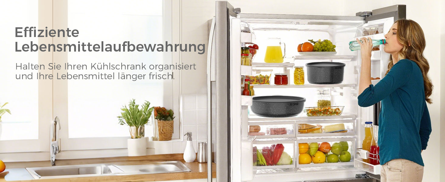 Набір каструль та сковорідок YASHE 9 шт. з антипригарним покриттям, білий (сірий), для всіх плит, знімний ручка, сумісний з духовкою, компактний, економія місця