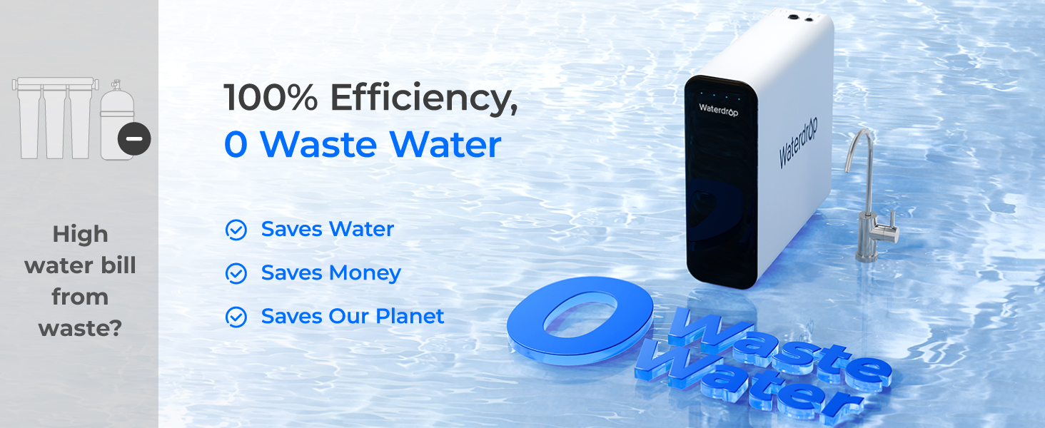Фільтр для води Waterdrop TSU під мийку, 3-ступенева ультрафільтрація 0.01 мкм, з краном, без зливу, видаляє PFAS/PFOA
