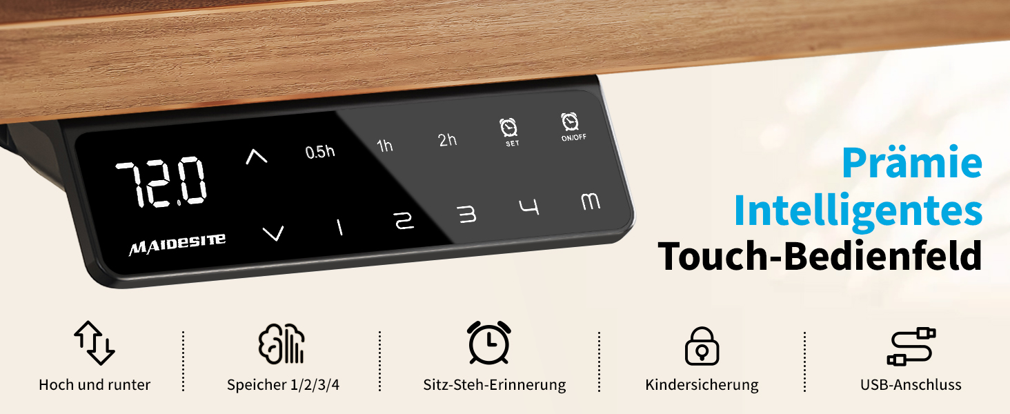 Електричний регульований стіл MAIDeSITe T2 Pro Plus сірий: 2 мотори, 4 пам'яті, нагадування про зміну положення