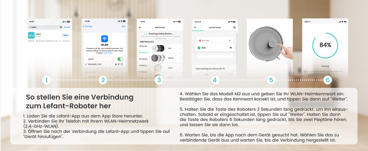 Робот-пилосос LEFANT M2 з функцією миття, 6000Pa, LiDAR-навігація, зони заборони, керування через APP/Alexa, для шерсті тварин, килимів та твердих підлог