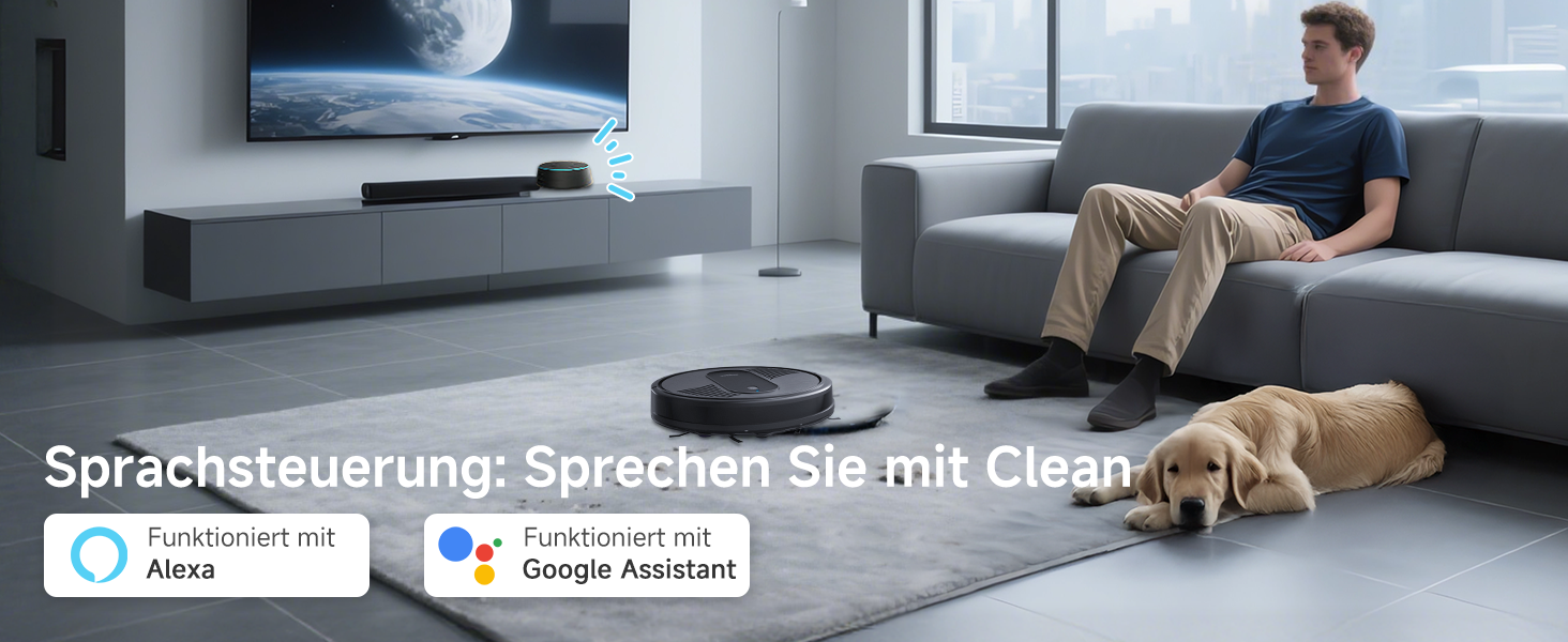 Пылесос-робот Monsga 3-в-1 с функцією влажного прибирання, 3000PA, безщітковий мотор, 140 хв роботи, ідеальний для шерсті тварин, килимів та твердих підлог, чорний