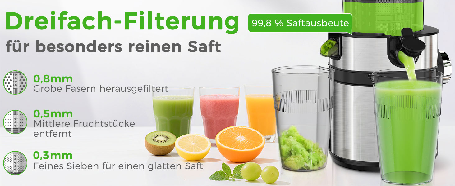Шокер YASHE для вичавлювання соку, повільний соковичавник з широким завантажувальним отвором 12,7 см для цілих фруктів та овочів, соковичавниця з автоматичною подачею, висока вихідність соку, легко миється, чорний