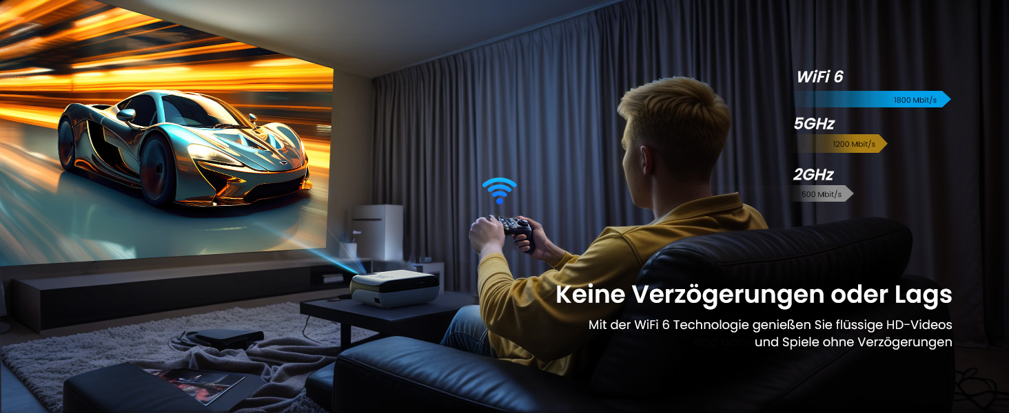 Портативний проєктор HAPPRUN Mini Beamer 4K з Bluetooth та Google TV: 4K, Full HD, HDMI, USB, AV, для кінотеатру вдома