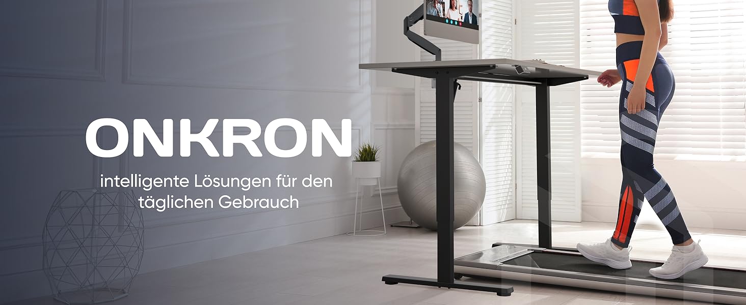 Електричний регульований стіл ONKRON WDF221E-B: чорне металеве підстав'я, для стільниць 120-170 см, до 70 кг