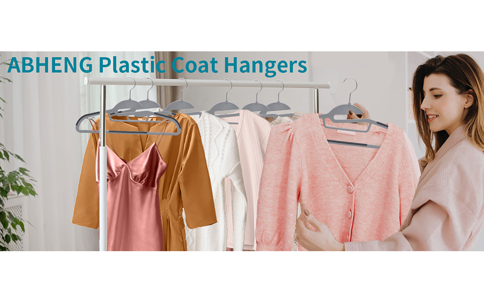 Плечики для одягу з пластику, 50 шт. з неслизьким покриттям, для сорочок та краваток, обертаються на 360°, сірий + сріблястий, APY0450G