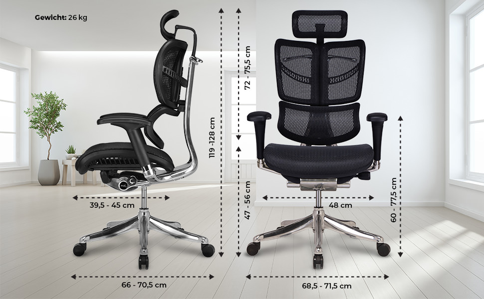 Офісне крісло CLP Norfolk Ergonomic - ергономічне крісло для офісу з підголівником, сірого кольору