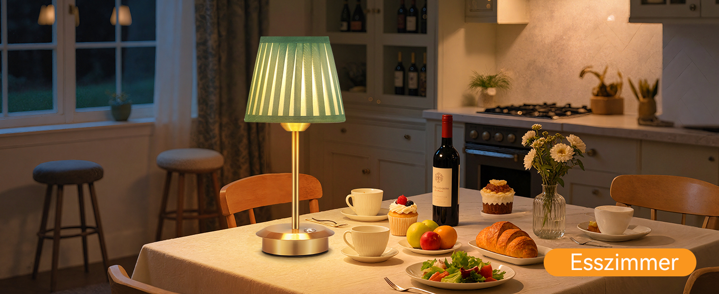 Настільна лампа OUSFOT бездротова, 3 режими яскравості, золота, вінтажний дизайн з абажуром для вітальні, кабінету, спальні, їдальні