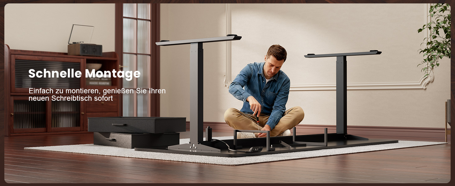 Електричний регульований стіл з шухлядами HLONONE 160x80 см, з розетками та USB, функція пам'яті, чорний