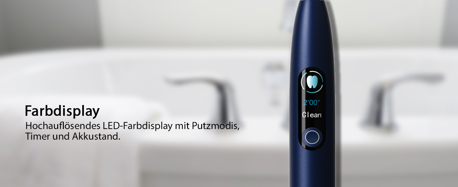 Електрична звукова зубна щітка Tristan Auron SmartOne (Блакитна) – 48 000 вібрацій, 5 режимів, дисплей, USB-C, акумулятор на 6-8 тижнів, IPX7, 6 насадок з чохлом