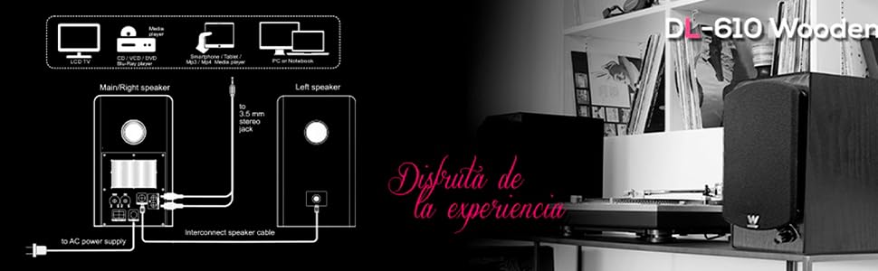 Акустична система Woxter Dynamic Line DL-610 Wood – 150W, Bluetooth, дерево, сабвуфер, 2 динаміки, RCA, 3.5mm, регулювання басів та висот