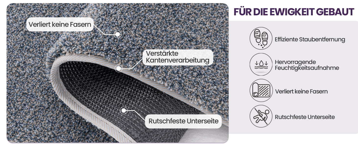 Килимок для дому DEXI 80 x 120 см, антиковзаючий, для прибирання бруду, миється в пральній машині, поглинаючий, для собак, вхідний килимок, для порогу та коридору (60 x 180 см, сіро-блакитний)