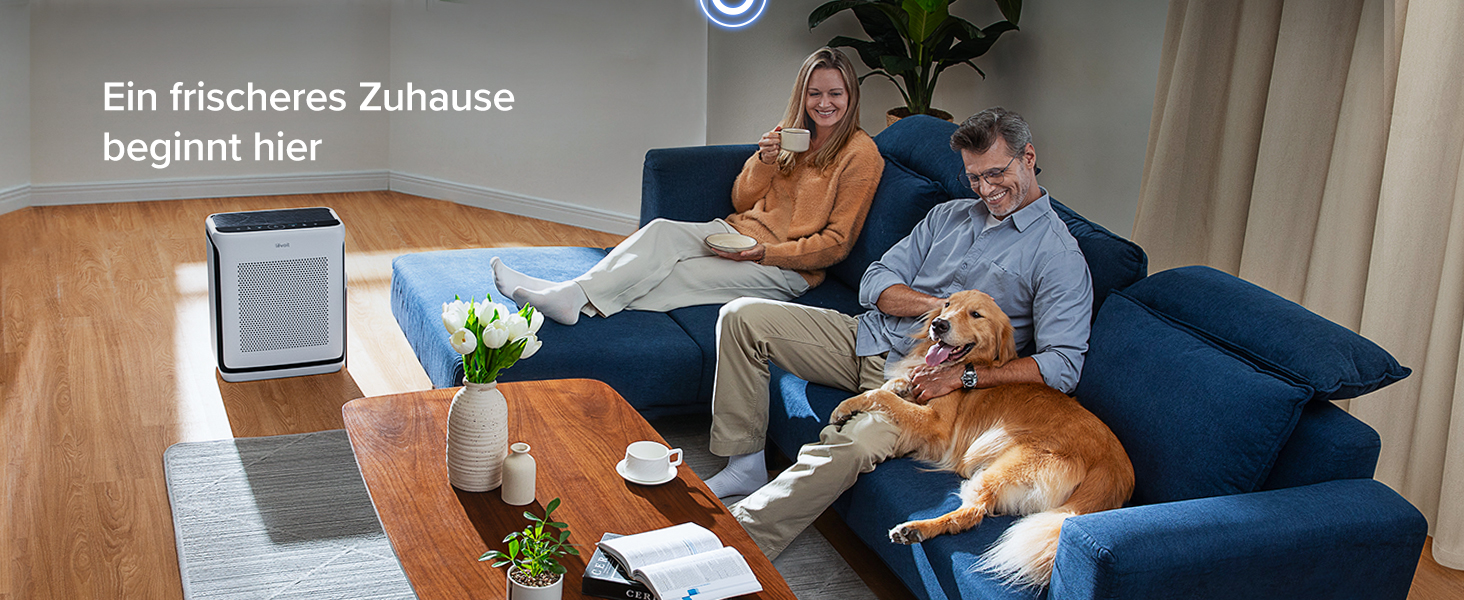 Повітряочищувач LEVOIT з HEPA-фільтром: для дому, від грибка, пилу, алергенів та запахів, з керуванням через додаток, таймером, нічним режимом та світлом, матовий білий