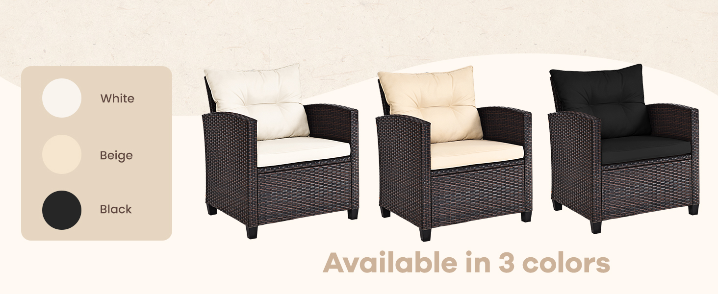 Набір садових меблів LIFEZEAL 3 предмети: 2 крісла та стіл з ротангу PE, чорний. Садовий комплект для тераси, балкона, саду з подушками