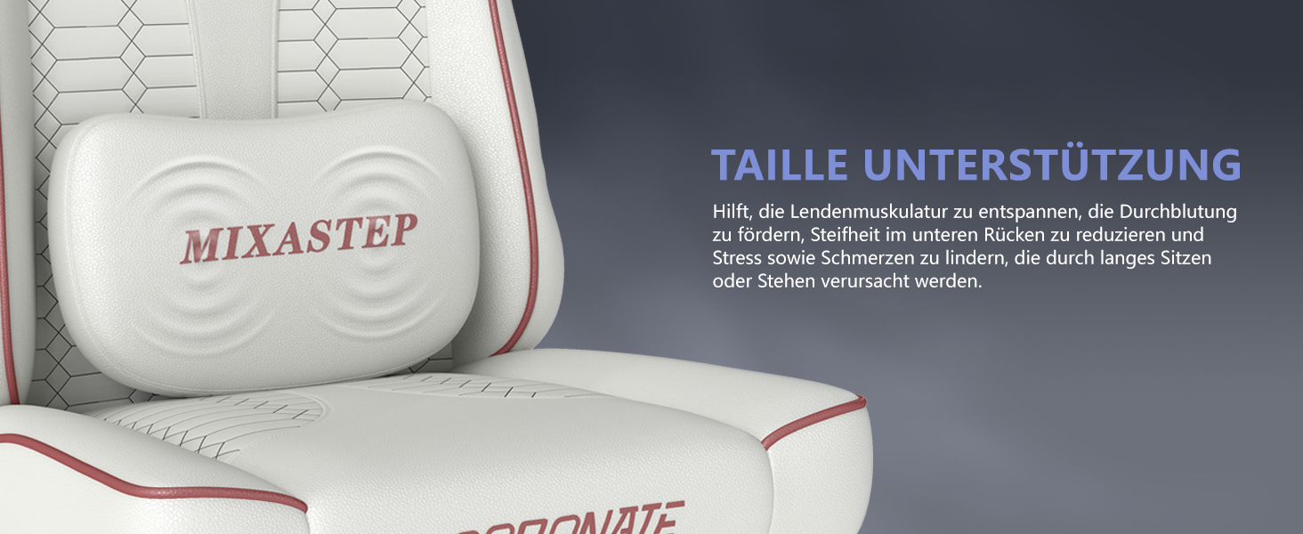 Ергономічне геймерське крісло з підніжкою, підголівником та підтримкою попереку. Регульоване геймерське крісло для дому та офісу, біло-червоне.