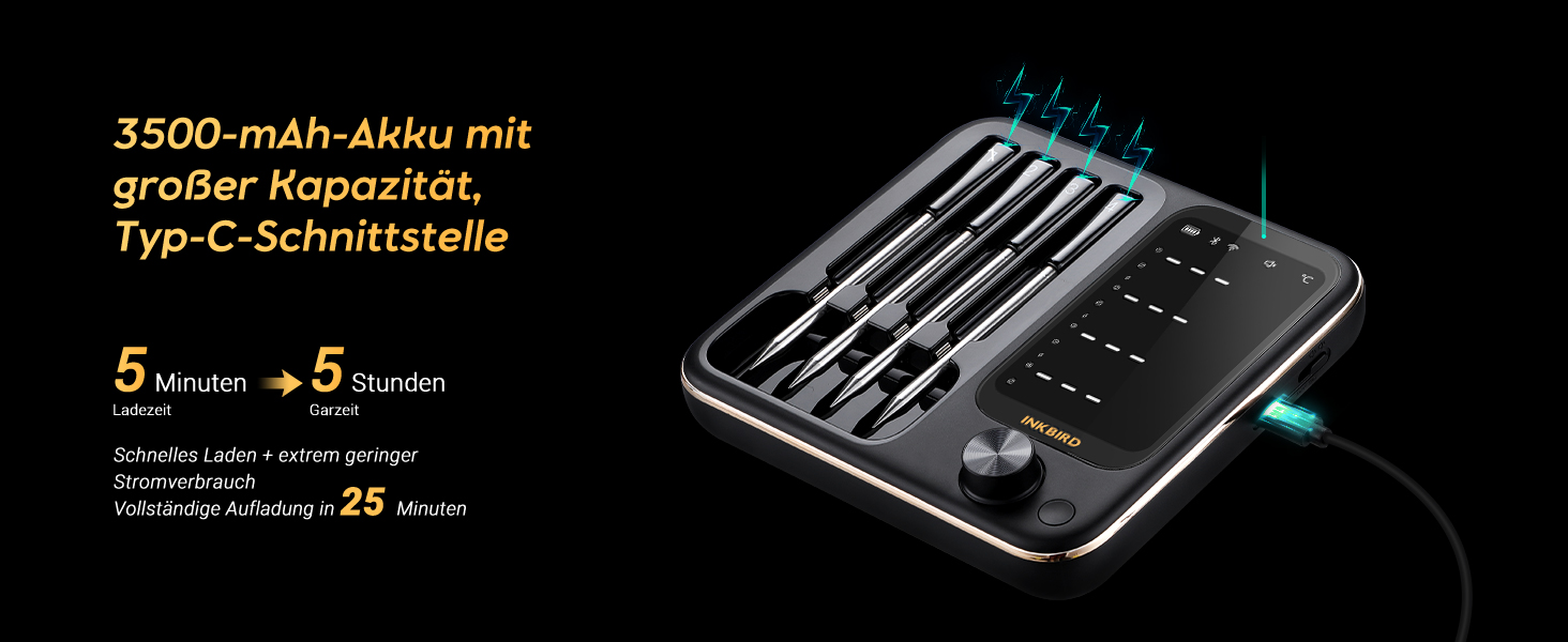 Бездротовий термометр Inkbird INT-14-BW для приготування на грилі, духовці, мангалі та фритюрниці, з Wi-Fi та Bluetooth