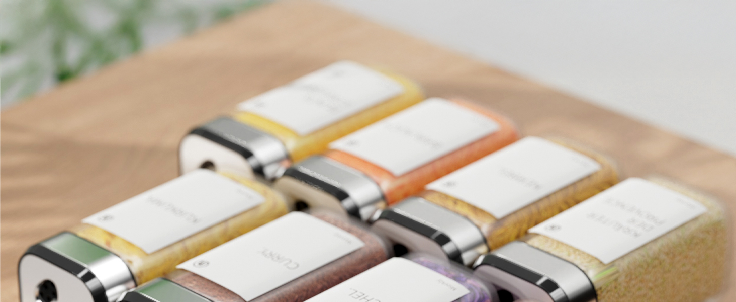 Набір скляних банок для спецій Miorkly 24 шт. з дозатором, 120 мл - органайзер для спецій