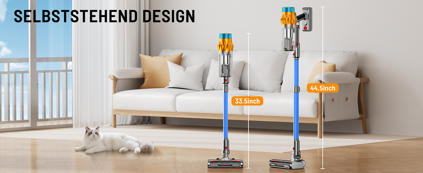 Акумуляторний пилосос бездротовий 600W, 70 хв, 1.8л, для підлоги, килимів, шерсті тварин, з самостійною підставкою, блакитний