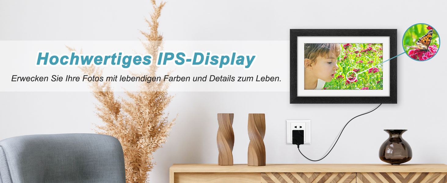 Цифровий рамка для фотографій з дерева, Wi-Fi, 32GB, 10.1 дюйма, IPS сенсорний екран, Frameo APP, подарунок, дуб (чорний дуб)