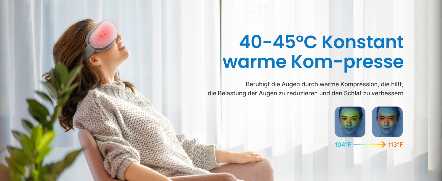 Масажер для очей RENPHO Eyeris 1 з підігрівом, вібрацією та Bluetooth, для зменшення темних кіл та сухості очей, покращує сон, зелений колір