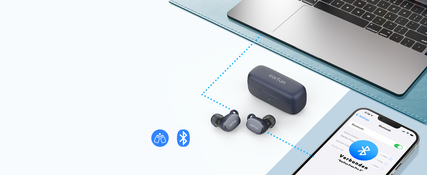 Навушники-вкладиші Bluetooth EarFun Free Pro 3, ANC, Hi-Res, aptX, акумулятор 33 год, бездротовий, еквалайзер (темно-синій)