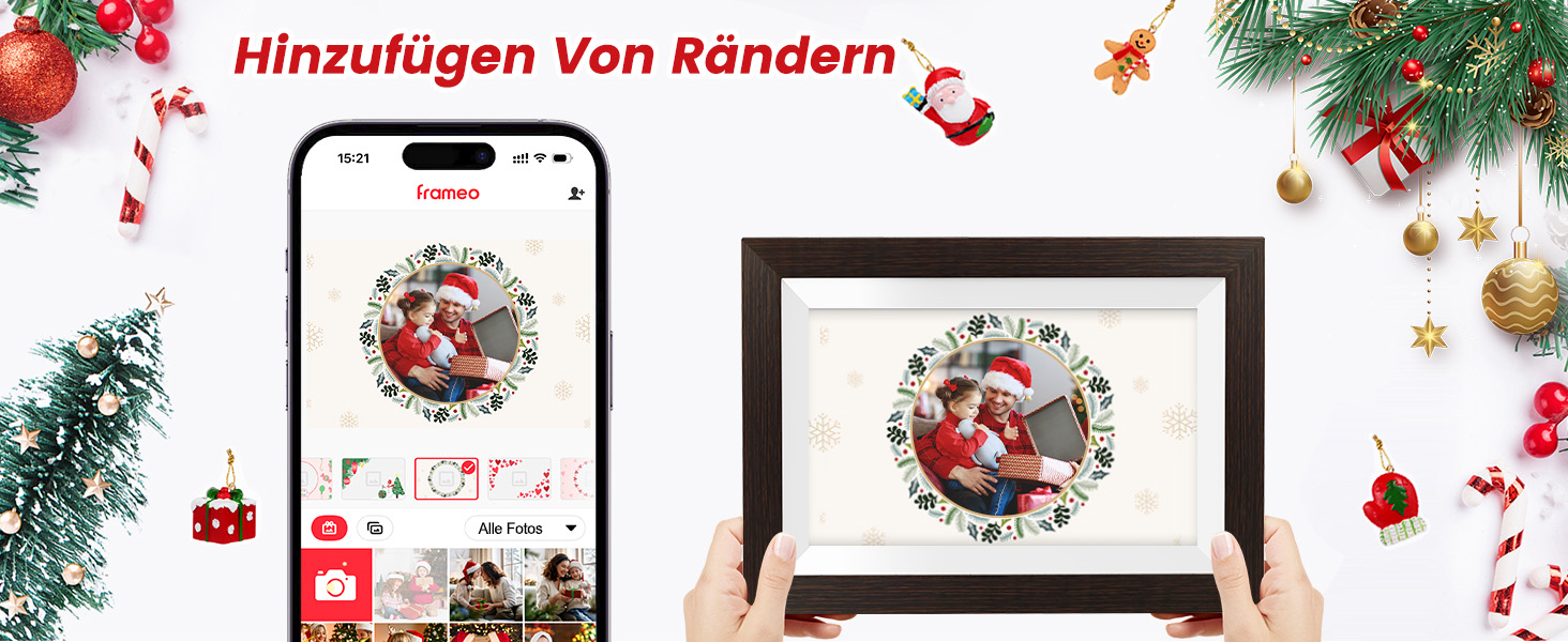 Цифровий фоторамка Mejasg 10.1 дюйма з Wi-Fi, 32GB, IPS сенсорний екран, автоповорот, для фото та відео, з дерева