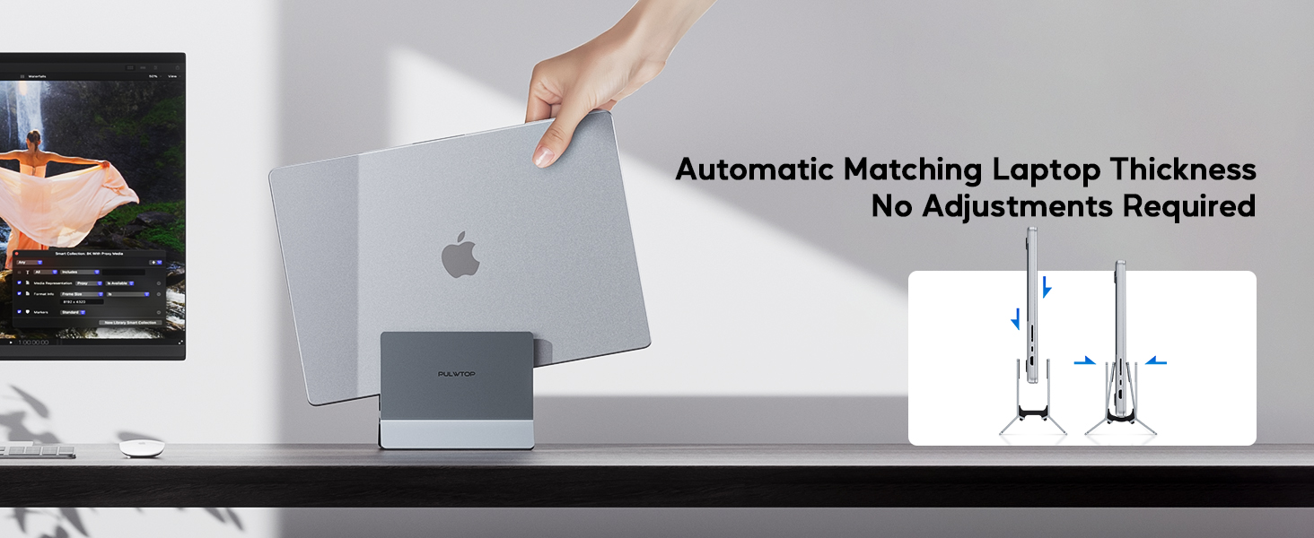 Підставка для ноутбука вертикальна, алюміній, регульована, для Mac, MacBook Air, Pro, iPad, Tablet, Mini - сіра